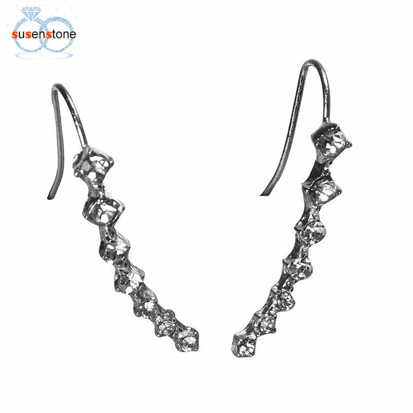 SUSENSTONE Rhinestone Crystal Seven stars Trendy Jewelry Beautifully Ear row Accessories line type Earrings for women