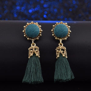 1 Pair Antique Jewelry Round Crystal Silk Long Tassel Earrings For Women 2017 Wholesale Vintage Jewellery Accessories earring