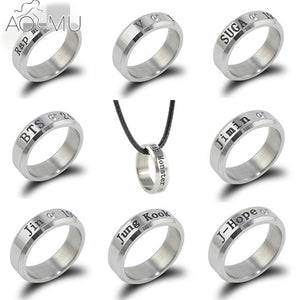 AOMU 8 Style Korean Bangtan Boys BTS Album Ring Rap Monster Jimin Jin Suga V J-Hope Rings BTS Accessories For Men Women