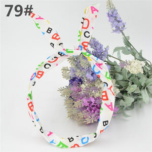 1Pc Cute Leopard Dots lip print flower Bunny Rabbit Ear Ribbon Headwear Hairband Metal Wire Scarf Headband Hair Band Accessories