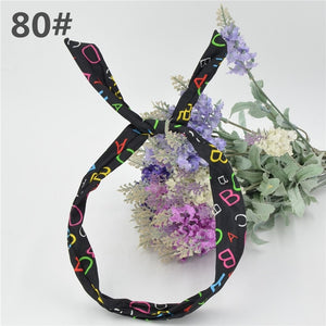 1Pc Cute Leopard Dots lip print flower Bunny Rabbit Ear Ribbon Headwear Hairband Metal Wire Scarf Headband Hair Band Accessories