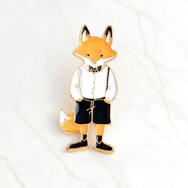 QIHE JEWELRY Pins and brooches Rabbit/Fox/Cat couple enamel pin Badges Hat Backpack Accessories Lovers jewelry Gift for lover