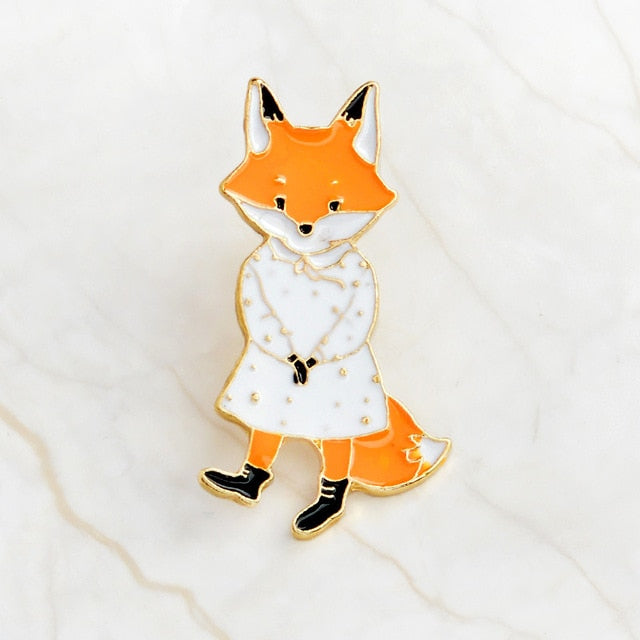 QIHE JEWELRY Pins and brooches Rabbit/Fox/Cat couple enamel pin Badges Hat Backpack Accessories Lovers jewelry Gift for lover