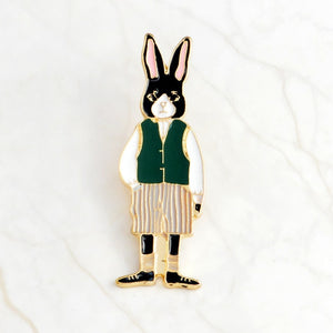 QIHE JEWELRY Pins and brooches Rabbit/Fox/Cat couple enamel pin Badges Hat Backpack Accessories Lovers jewelry Gift for lover