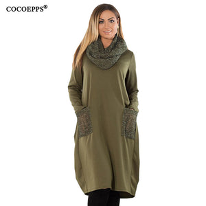 COCOEPPS 5XL 6XL Winter Loose women Dress big sizes Casual Long Sleeve Dress new 2018 Plus Size Women Clothing blue Vestidos