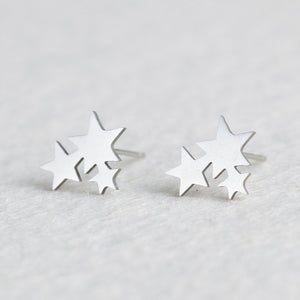 Silver Stainless Steel Animal Heart Leaf Cat Flower Star Stud Earrings for Women Girls Minimalist Jewelry Accessories Gifts