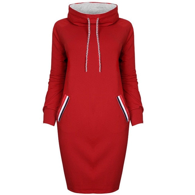 2018 autumn winter dress Long sleeve vestidos Casual party dresses vestido de festa women dress plus size High collar robe femme