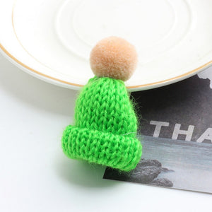 19 Color Cute Mini Knitted Hairball Hat Brooch Sweater Pins Badge Collar Clothes Accessories Creative Hats Pin Brooches Women