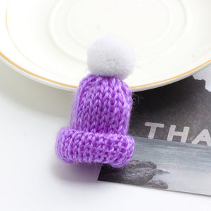 19 Color Cute Mini Knitted Hairball Hat Brooch Sweater Pins Badge Collar Clothes Accessories Creative Hats Pin Brooches Women