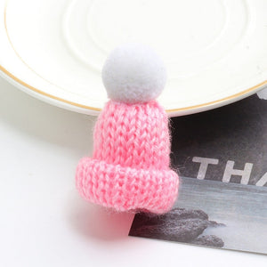 19 Color Cute Mini Knitted Hairball Hat Brooch Sweater Pins Badge Collar Clothes Accessories Creative Hats Pin Brooches Women