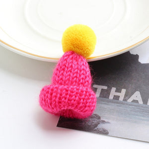 19 Color Cute Mini Knitted Hairball Hat Brooch Sweater Pins Badge Collar Clothes Accessories Creative Hats Pin Brooches Women