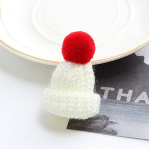 19 Color Cute Mini Knitted Hairball Hat Brooch Sweater Pins Badge Collar Clothes Accessories Creative Hats Pin Brooches Women