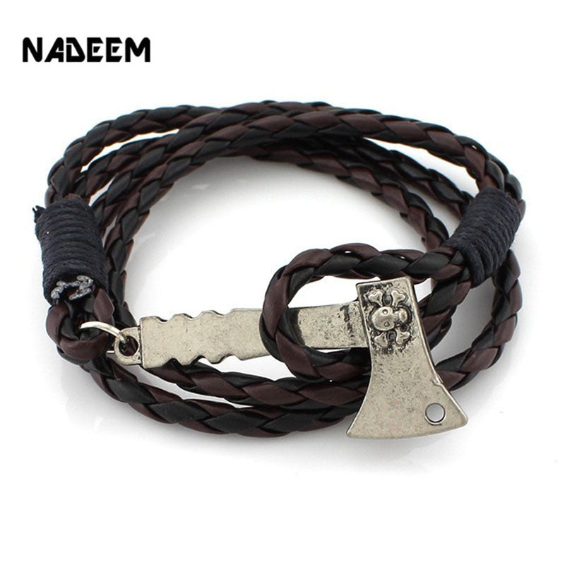 2017 Newest Vintage Personalized AX Hatchet Charm Punk Leather Bracelet For Women Men Accessories Birthday Gift Free Shipping