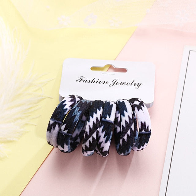 6PCS/Pack New Cotton Print Hair Ropes Elastic Headbands Elegant Hair Bands For Women Girls Rubber Bands Hair Accessories Tie Gum