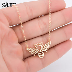 SMJEL Wild Animal Origami Gold Bee Pendant Necklace & Pendants Party Honey Bee Accessories Everyday Jewelry Ketting Gift