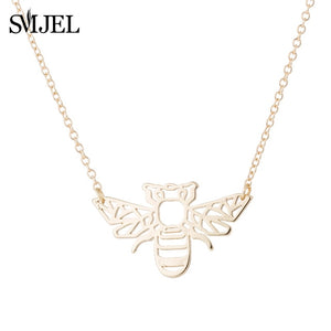 SMJEL Wild Animal Origami Gold Bee Pendant Necklace & Pendants Party Honey Bee Accessories Everyday Jewelry Ketting Gift