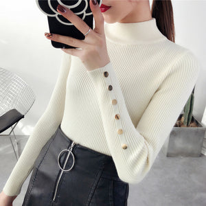 OHCLOTH Sweater female Half downneck female thickening 2018 new winter sweater slim all-match elastic knit Fashion slim sweaters