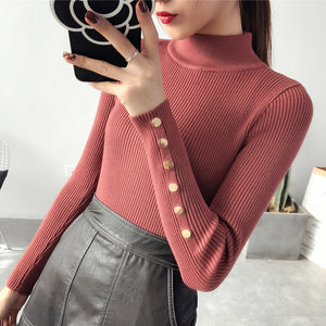 OHCLOTH Sweater female Half downneck female thickening 2018 new winter sweater slim all-match elastic knit Fashion slim sweaters