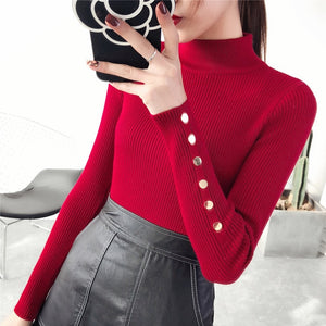 OHCLOTH Sweater female Half downneck female thickening 2018 new winter sweater slim all-match elastic knit Fashion slim sweaters