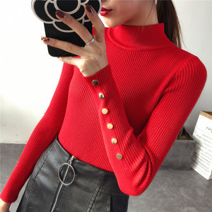 OHCLOTH Sweater female Half downneck female thickening 2018 new winter sweater slim all-match elastic knit Fashion slim sweaters