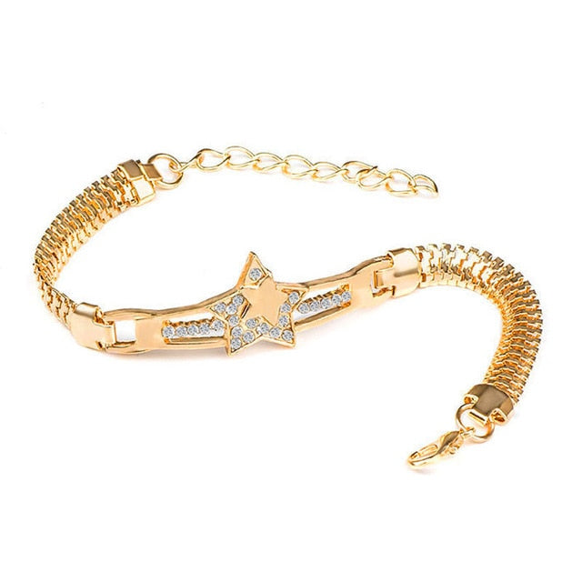 QCOOLJLY Female Jewellry Accessories Multi-Designs Gold Color Alloy Crystal & Rhinestone Flash Cuff Chain wrap bracelet Bangle