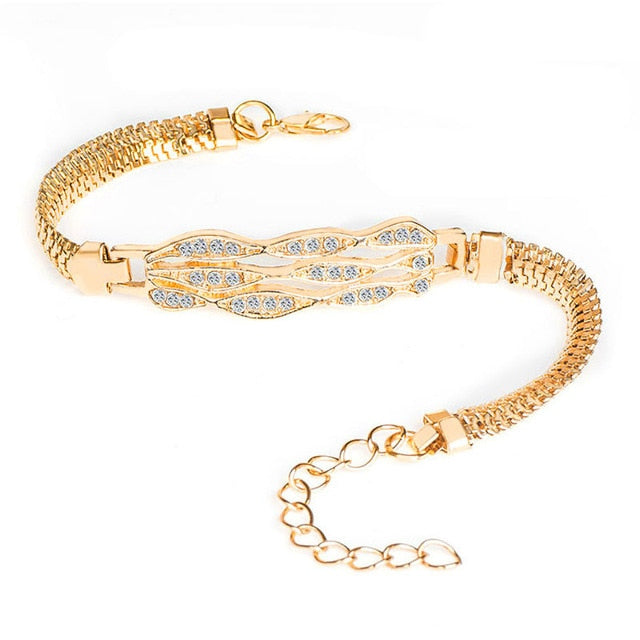 QCOOLJLY Female Jewellry Accessories Multi-Designs Gold Color Alloy Crystal & Rhinestone Flash Cuff Chain wrap bracelet Bangle