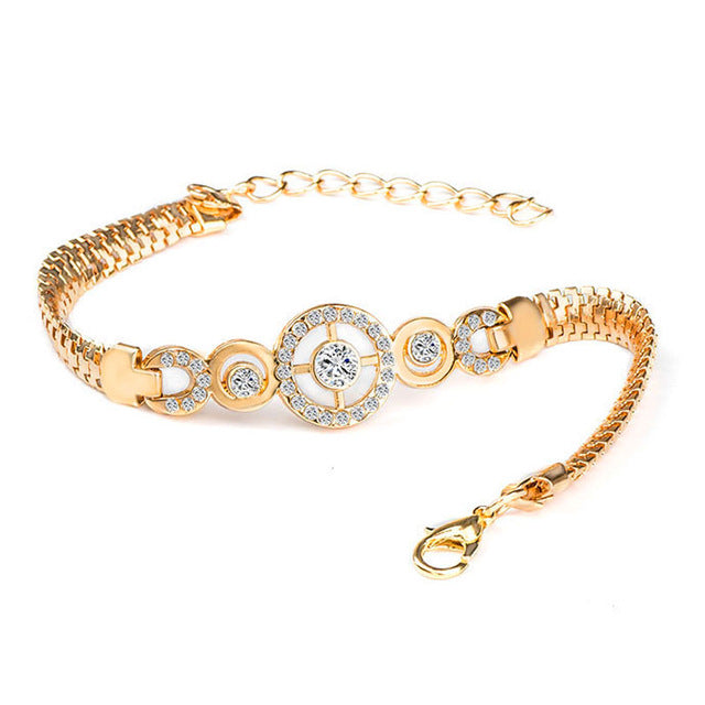 QCOOLJLY Female Jewellry Accessories Multi-Designs Gold Color Alloy Crystal & Rhinestone Flash Cuff Chain wrap bracelet Bangle