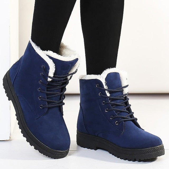 Snow boots 2018 classic heels suede women winter boots warm fur plush Insole ankle boots women shoes hot lace-up shoes woman