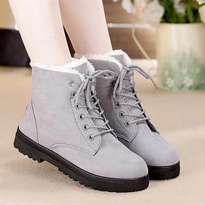 Snow boots 2018 classic heels suede women winter boots warm fur plush Insole ankle boots women shoes hot lace-up shoes woman