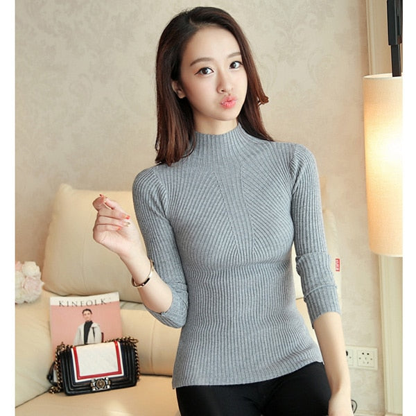 Turtleneck Sweater Women Fashion 2018 Autumn Winter Black Tops Women Knitted Pullovers Long Sleeve Jumper Pull Femme Clothing