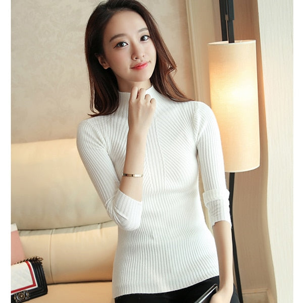 Turtleneck Sweater Women Fashion 2018 Autumn Winter Black Tops Women Knitted Pullovers Long Sleeve Jumper Pull Femme Clothing