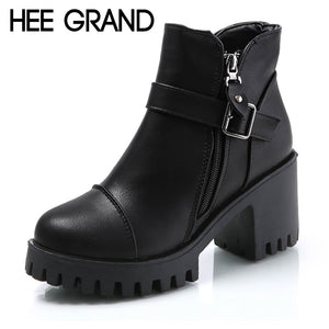 HEE GRAND Women Winter Boots Platform High Heels Ankle Boots Women Fashion Ladies Pumps Sexy Shoes Woman Size 35-39 XWX6848