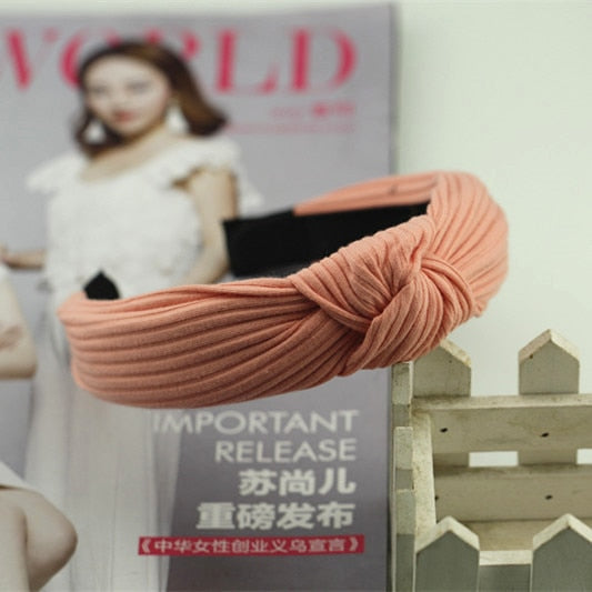 Solid Soft Knotted Flamingo Headband Hairband For Women Lady Bow Hair Hoop Hair Accessories Headwear