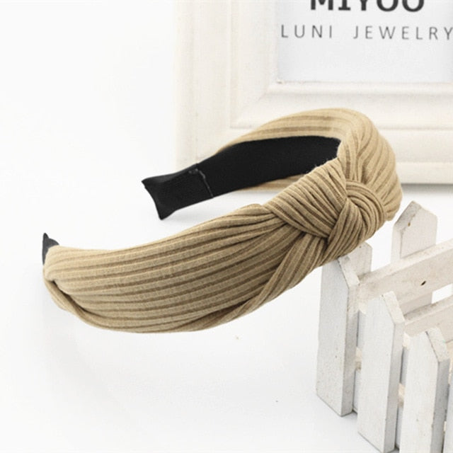 Solid Soft Knotted Flamingo Headband Hairband For Women Lady Bow Hair Hoop Hair Accessories Headwear