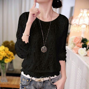 2018 New autumn Ladies White Blusas Women's Long Sleeve Chiffon Lace Crochet Tops Blouses Women Clothing Feminine Blouse 51C