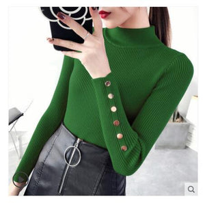 OHCLOTH Sweater female Half downneck female thickening 2018 new winter sweater slim all-match elastic knit Fashion slim sweaters