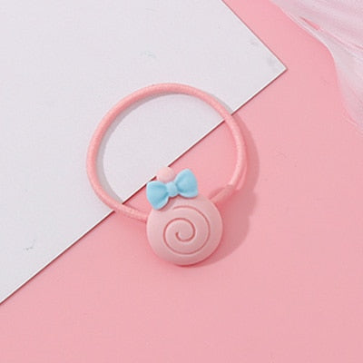 Wholesale 1PC Girls Cartoon Flower Lollipop Acrylic Elastic Hair Bands 3.0cm Small Rubber Bands Kids Scrunchie Hair Accessories