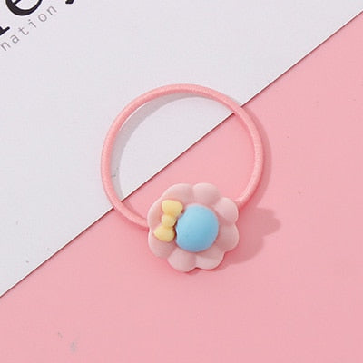 Wholesale 1PC Girls Cartoon Flower Lollipop Acrylic Elastic Hair Bands 3.0cm Small Rubber Bands Kids Scrunchie Hair Accessories