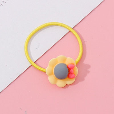 Wholesale 1PC Girls Cartoon Flower Lollipop Acrylic Elastic Hair Bands 3.0cm Small Rubber Bands Kids Scrunchie Hair Accessories