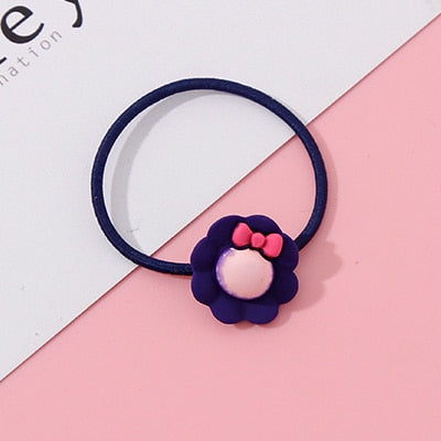 Wholesale 1PC Girls Cartoon Flower Lollipop Acrylic Elastic Hair Bands 3.0cm Small Rubber Bands Kids Scrunchie Hair Accessories