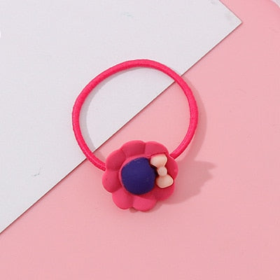 Wholesale 1PC Girls Cartoon Flower Lollipop Acrylic Elastic Hair Bands 3.0cm Small Rubber Bands Kids Scrunchie Hair Accessories