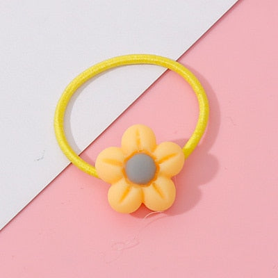 Wholesale 1PC Girls Cartoon Flower Lollipop Acrylic Elastic Hair Bands 3.0cm Small Rubber Bands Kids Scrunchie Hair Accessories