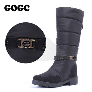 GOGC Waterproof Winter Boots Women Snowboots 2018 Warm Winter Shoes Women Big Size Comfortable Brand Women Boots Knee High Black