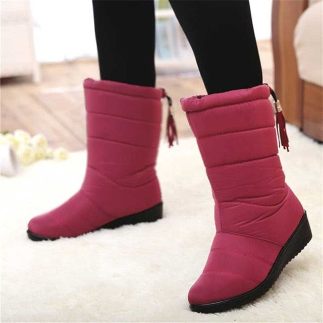 Winter Women Boots Mid-Calf Down Boots High Bota Waterproof Ladies Snow Winter Shoes Woman Plush Insole Botas Mujer Invierno