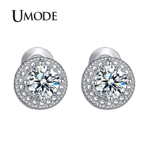 UMODE White Gold Color Micro Round CZ Crystal Stud Earrings for Women Jewelry Fashion Boucle D'oreille Femme Accessories UE0259