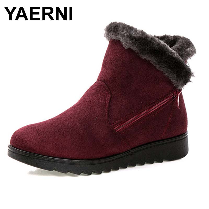 YAERNI  Women Ankle Boots New Fashion Waterproof Wedge Platform Winter Warm Snow Boots Shoes For Female