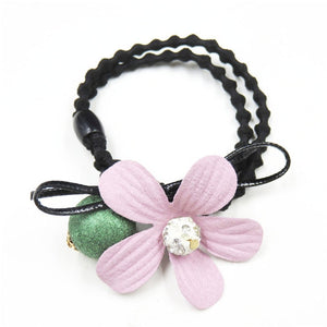 1PCS Lovely Clover Gray Ball Elastic Hair Bands Toys For Girls Handmade Bow Headband Scrunchy Kids Hair Accessories For Womens