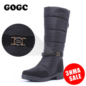 GOGC Waterproof Winter Boots Women Snowboots 2018 Warm Winter Shoes Women Big Size Comfortable Brand Women Boots Knee High Black