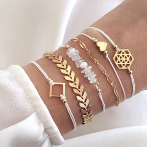 docona 4pcs/1set Punk Bracelet Simple Geometric Leaf Knot Metal Chain Bracelet Bohemian Retro Bracelet Jewelry Accessories 6115